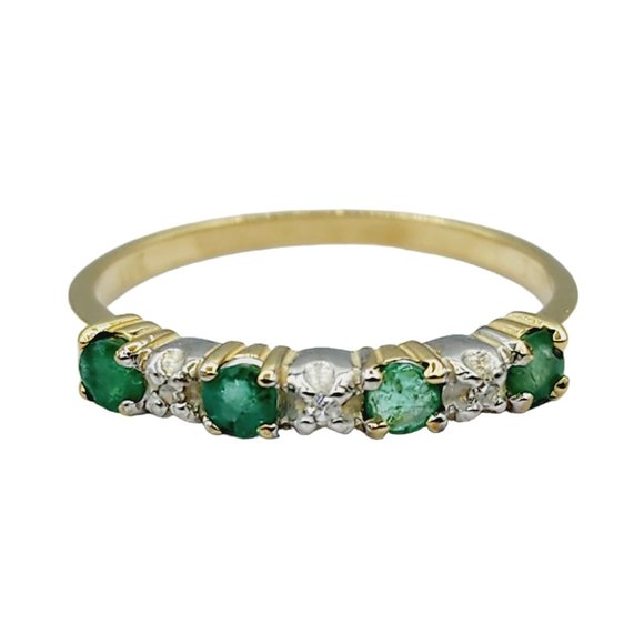 10KT Gold Ring Set with Genuine Emerald and Diamond - Picture 1 of 2